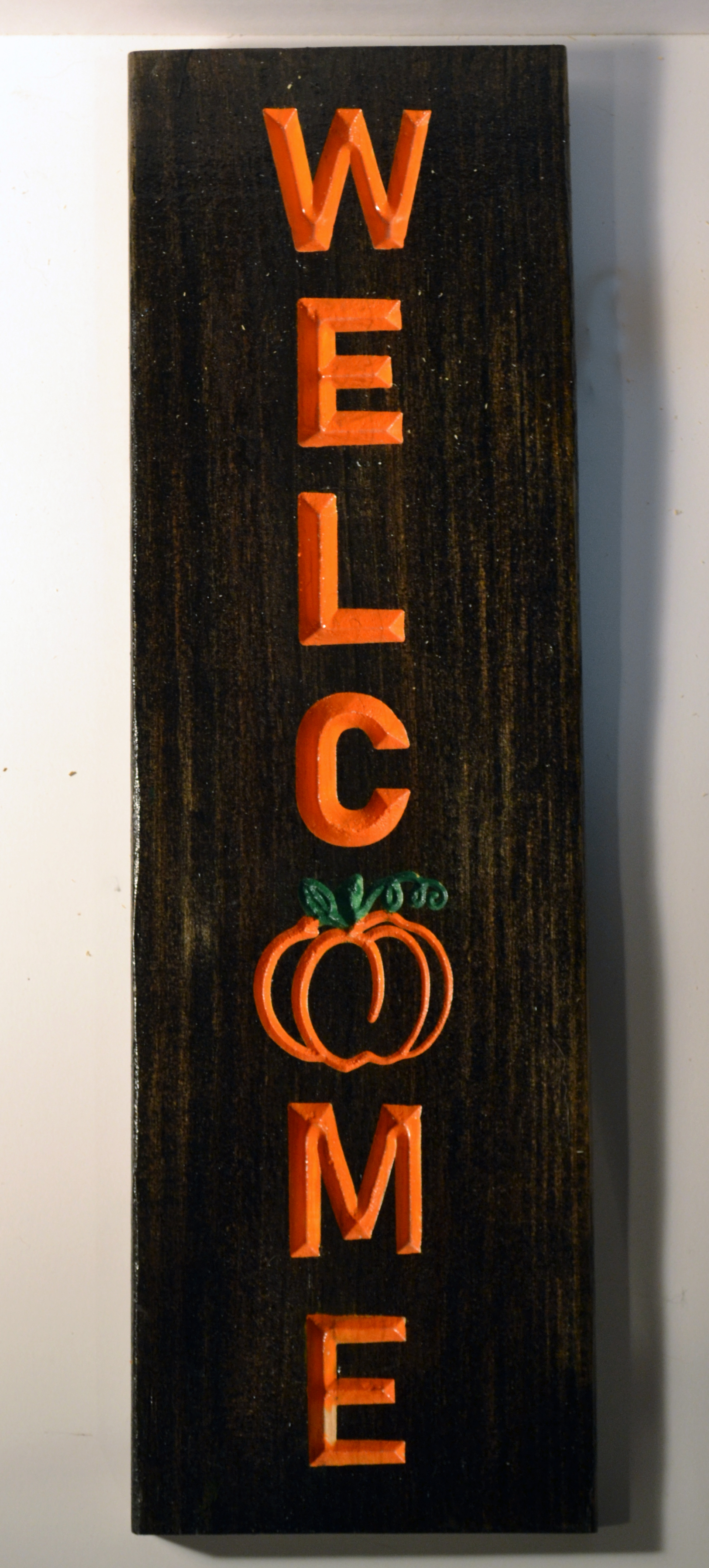 cnc carved welcome sign with pumpkin